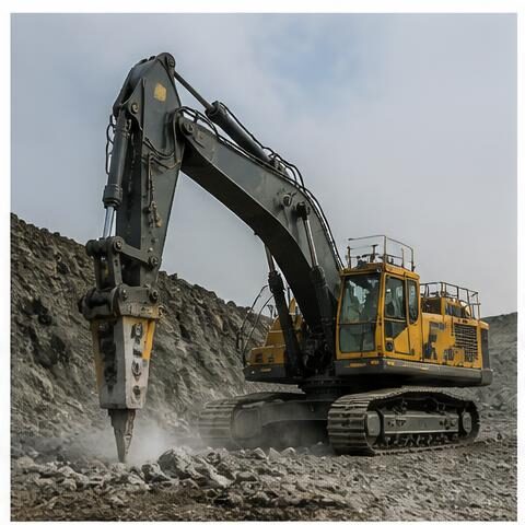 Mining Excavator with Rock Breaker