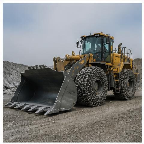 Large Loader · Rock Bucket & Tyre Chains